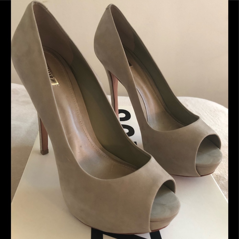 NWT Schutz Sommer Suede Peep Toe Platform